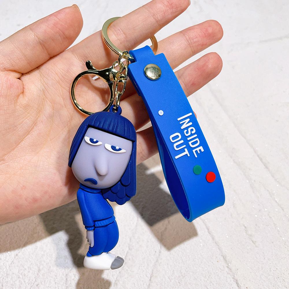 Anime Inside Out 2 Keychain Cartoon Cute Joy Sadness Anger Fear Doll Figure Keyring Schoolbag Lanyards Pendent Christmas Gift