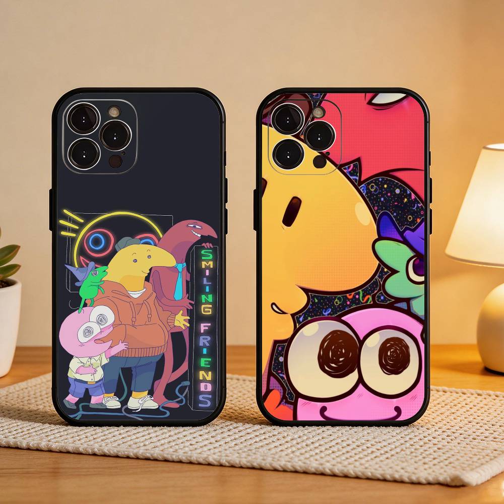 S-Smiling F-Friends Pim Charlie Phone Case For iPhone17,16,15,14,13,12Plus,Pro Max,XS,5G Soft Silicone Black Cover