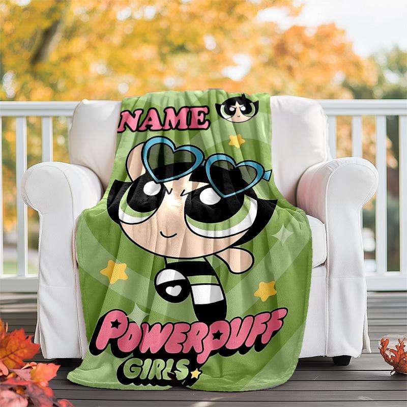 Customizable The Powerpuff Girls Throw Blanket – Personalized Name, All-Season Cozy Snug Blanket, Machine Washable, Personalized Blanket