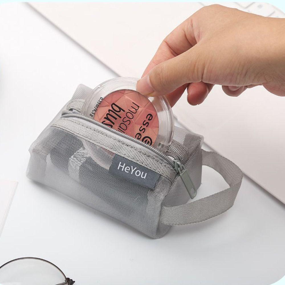 Nylon Small Coin Purse Transparent Transparent Cosmetic Bag Portable Mesh Storage Bag  Girl