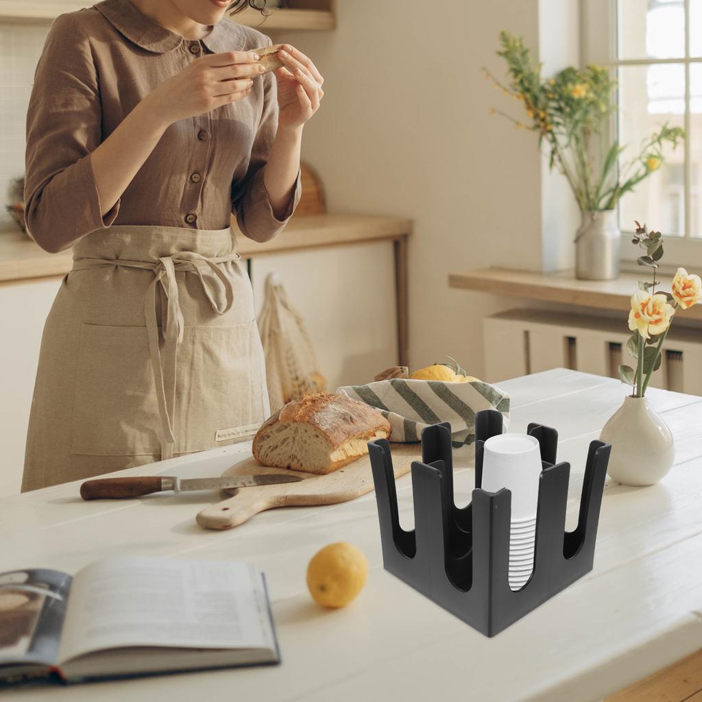 Disposable Paper Cup Dispenser Plastic Holder Professional Paper Cup Rack Countertop Organizer for Coffee Tea Bar Home Cafe