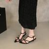 French retro cross strap Roman sandals women's outer wear 2025 summer new with skirt wedges pointed sandals