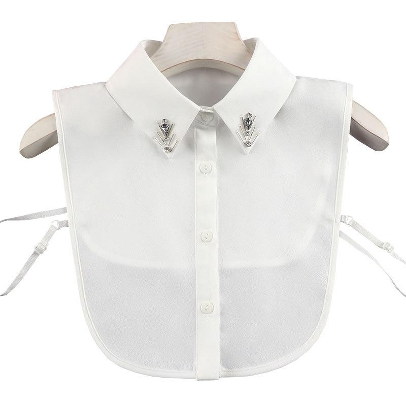 Versatile Women's White Beaded Detachable Shirt Collar for Sweaters – Autumn and Winter Accessory
