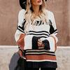 Women's Long Sleeve  Striped Color Block Casual Loose Knitted Pullover