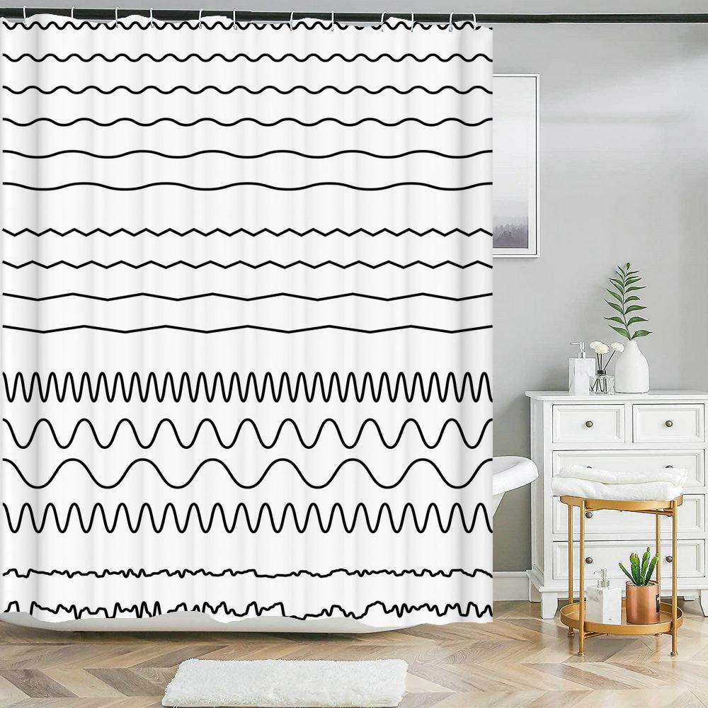 

Colorful Stripes Geometric Pattern Shower Curtain Waterproof Bathroom Curtains With Hooks Modern Abstract Curtain Bath Accessory W60H190(CM)-1 Pcs