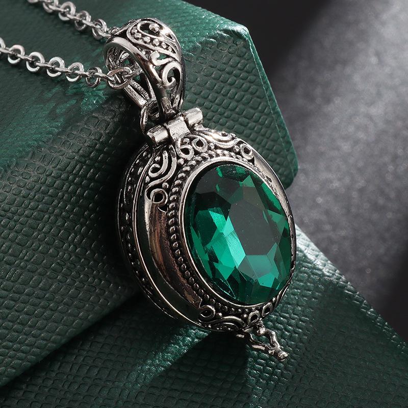 Модный винтажный набор Кристалл Циркон Овальный медальон Медный кулон