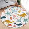 Cartoon Round Carpet Ocean Fish Dolphin Starfish Cute Deer Lion Elephant Tiger Kids Bedroom Mat Home Living Room Decor Floor Rug
