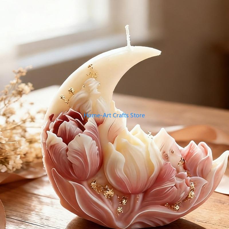 Y3NA Artistic Silicone Mould Moon Tulips for Candle Making Home Decoration CN