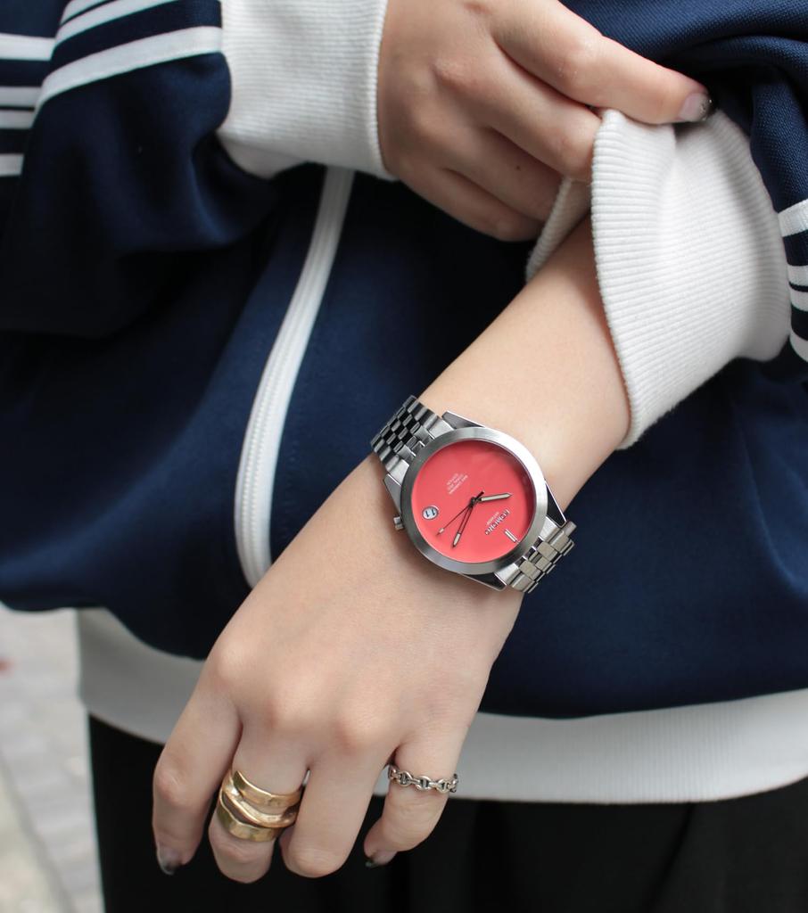 Authorized Retailer Komono Watch RAY Chroma Estate Silver Coral Date [KOMONO] Men's KOM-W4425