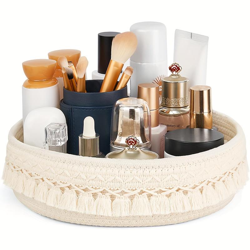 Деревенская плетеная корзина для хранения с кисточками Органайзер для косметики Многоцелевая веревочная корзина для хранения для домашнего декора Идеально подходит для кистей для макияжа 1pc белый 890₽