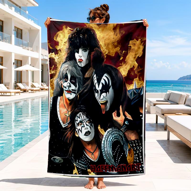 Rock music band Art Beach Towel, Microfiber Beach Towel, Perfect For Pool, Beach, Travel, Home Decor Beach Party Fan gifts
