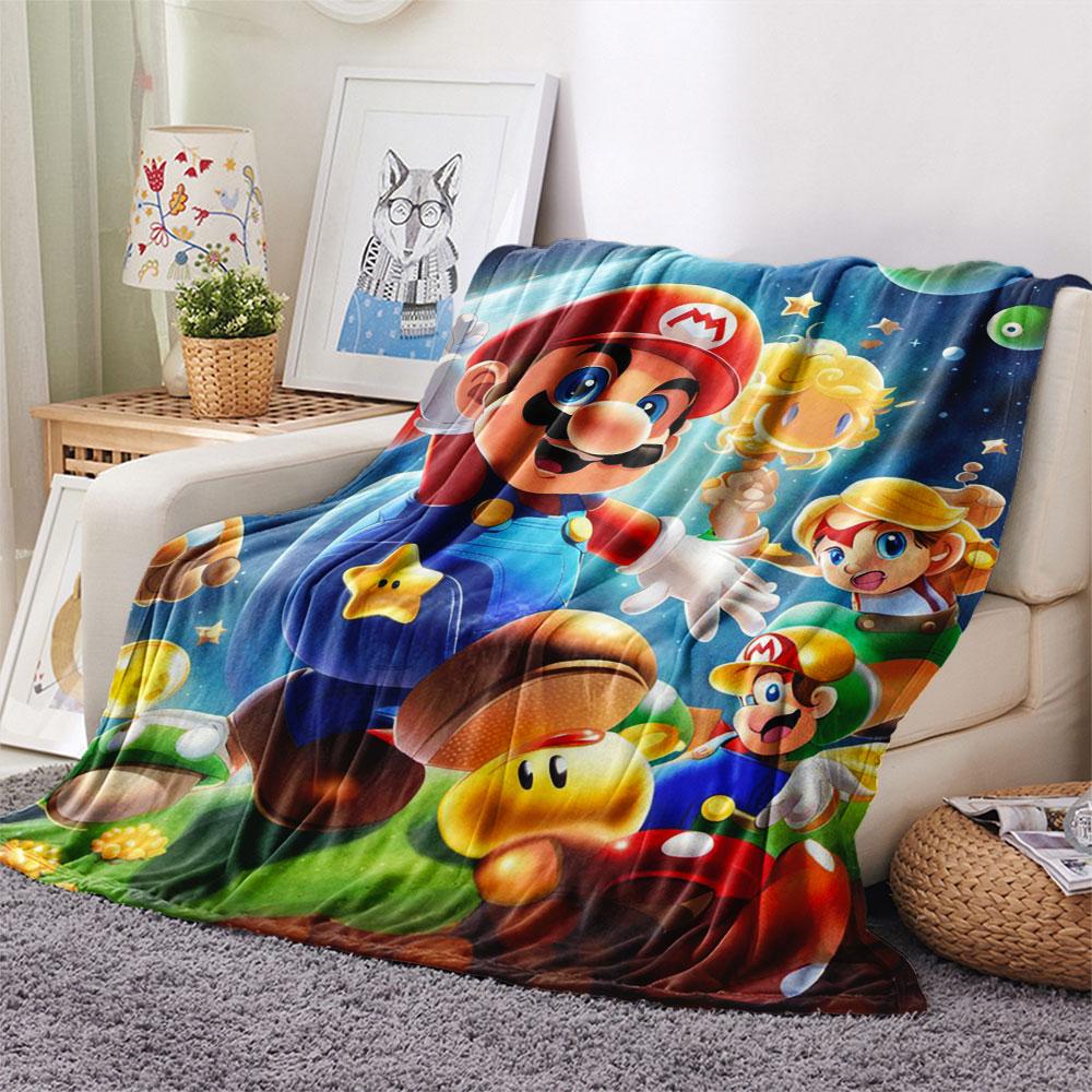 Super Mario Cartoon printing Flannel Blanket Bedroom Sofa Camping Warm blanket Gifts for family and friends-MJ002