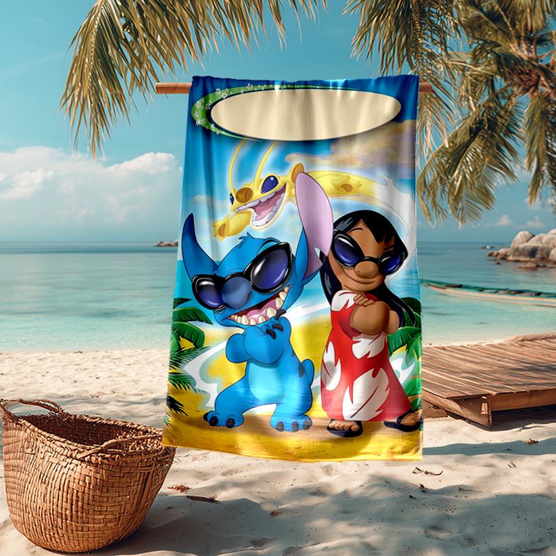 Ultra-Soft Beach Towel with Stitch Theme,Ideal for Pool - Camping, Diving - Perfect Travel Essential, Vibrant Beach Towel.