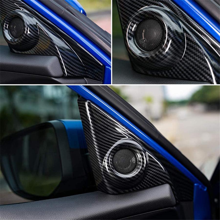 Carbon Fiber Look Inner Front Door Speaker Cover Trim For Honda Civic 10th 2016-2021