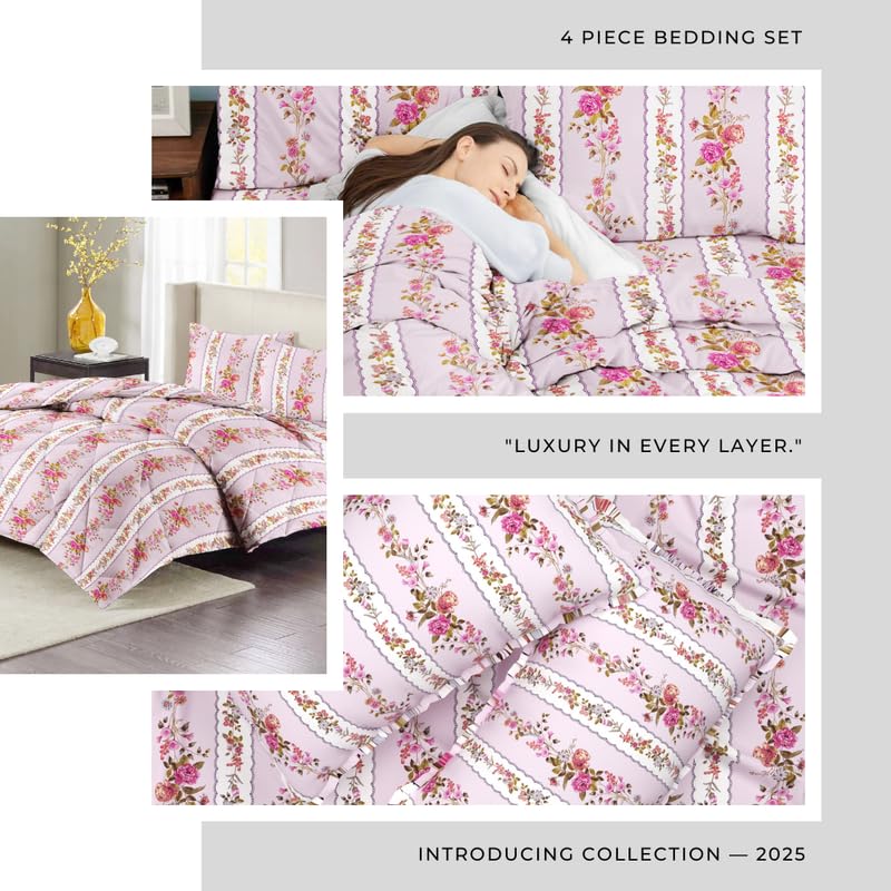 Super Soft Glace Cotton King Size AC Comforter II Blanket II Duvet for Double Bed with 1 Flat Bedsheet and 2 Pillow Covers- 4