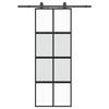 VidaXL Sliding Door Hardware Kit Black 76x205 Cm Tempered Glass 3375918