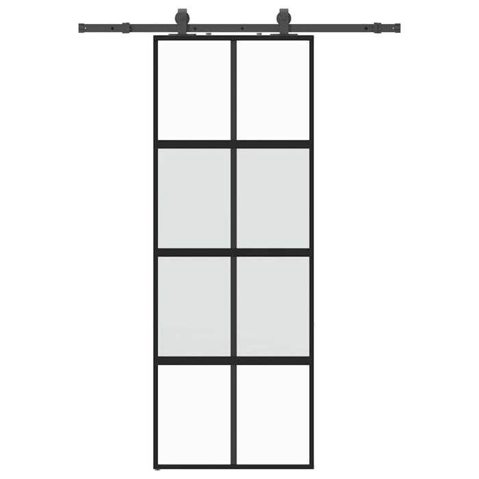 VidaXL Sliding Door Hardware Kit Black 76x205 Cm Tempered Glass 3375918