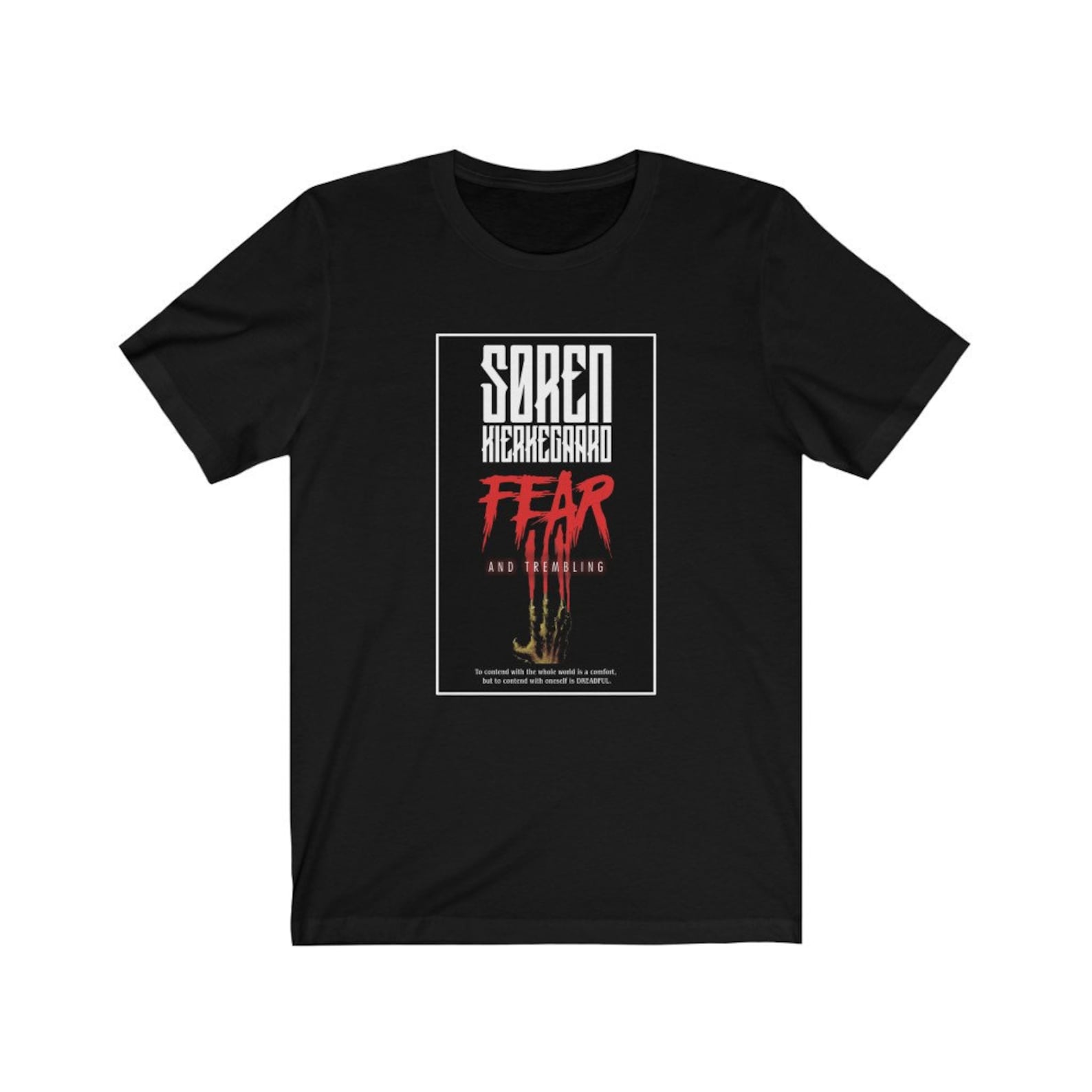 Kierkegaard Fear and Trembling Horror Paperback Philosophy T-shirt 2XL
