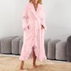 Women's Long Warm Nightgown Home Wear Solid Color Thick Bathrobe Close Fitting Pajamas