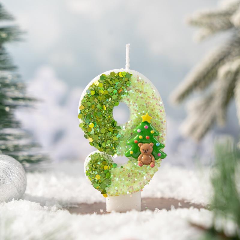 Christmas Tree Holiday Number Candle Innovation 0-9 Handmade Diy Decoration Crafts
