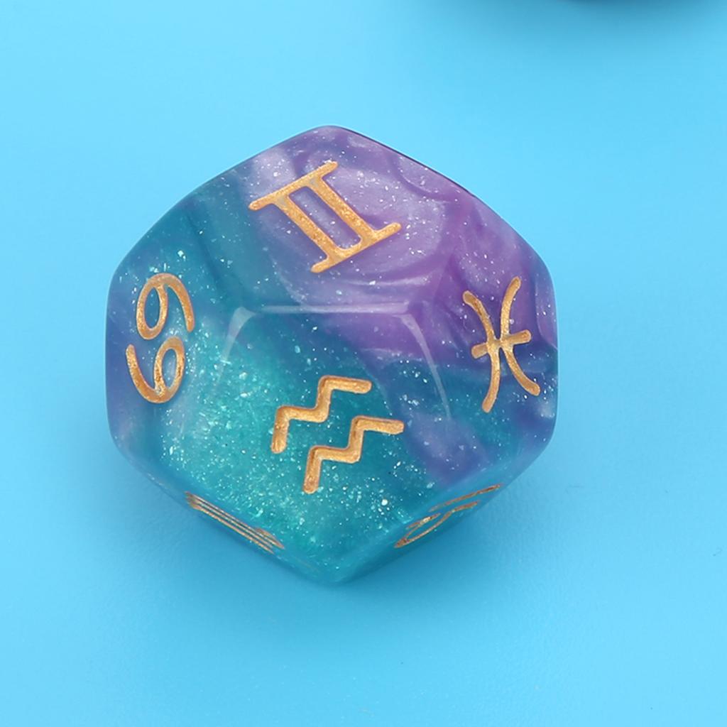 3 Peças Dados de Adivinhação de Resina Entretenimento para Reunião de Festa Dados de Astrologia Tarot de 12 Lados