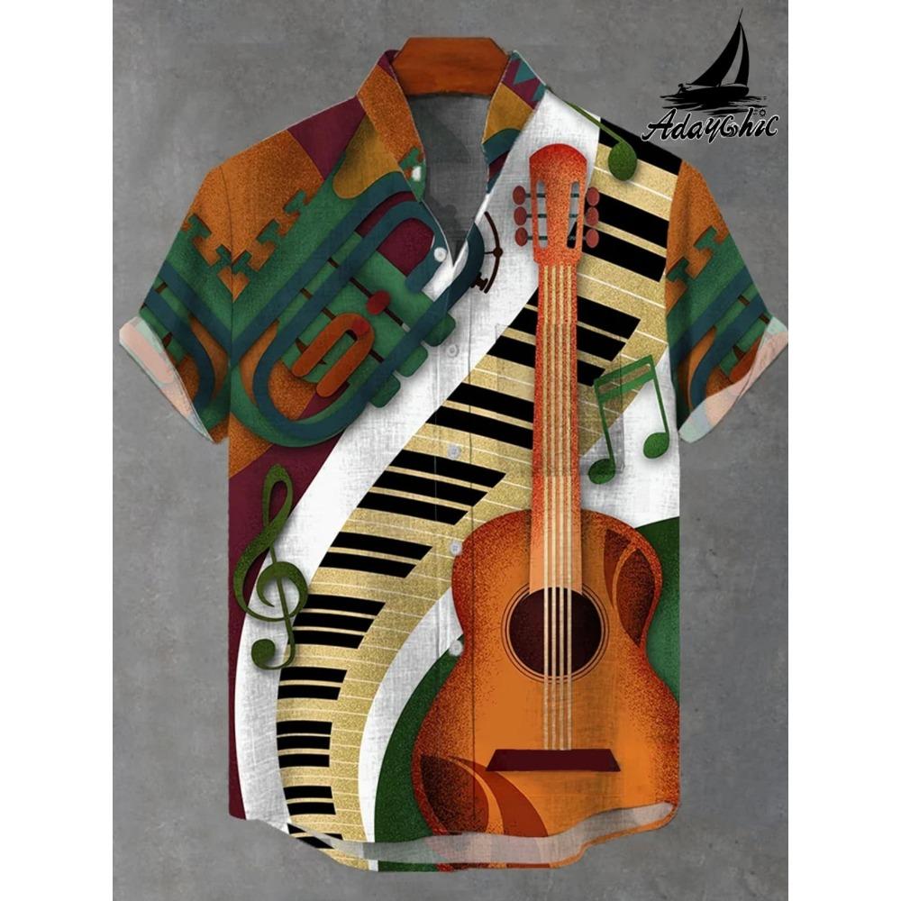 

Літня Гавайська Весняно-Літня Мода Чоловіча Сорочка Дозвілля Вулична Прогулянка Туристична Пляжна З Принтом Повністю Розстібна З Коротким Рукавом На Ґудзиках XXXL