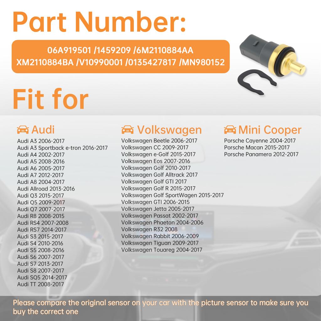 Motor Kühlmittel Temperatursensor Schalter Sender 158-0784 06A919501A Kompatibel mit A4 A5 A6 Q5 Q7 TT R8 Porsche Cayenne