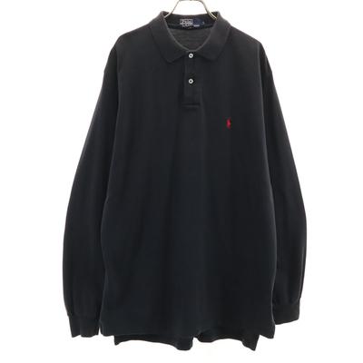 Polo by Ralph Lauren Long Sleeve Polo Shirt L Black Kanoko Fabric Men's Used