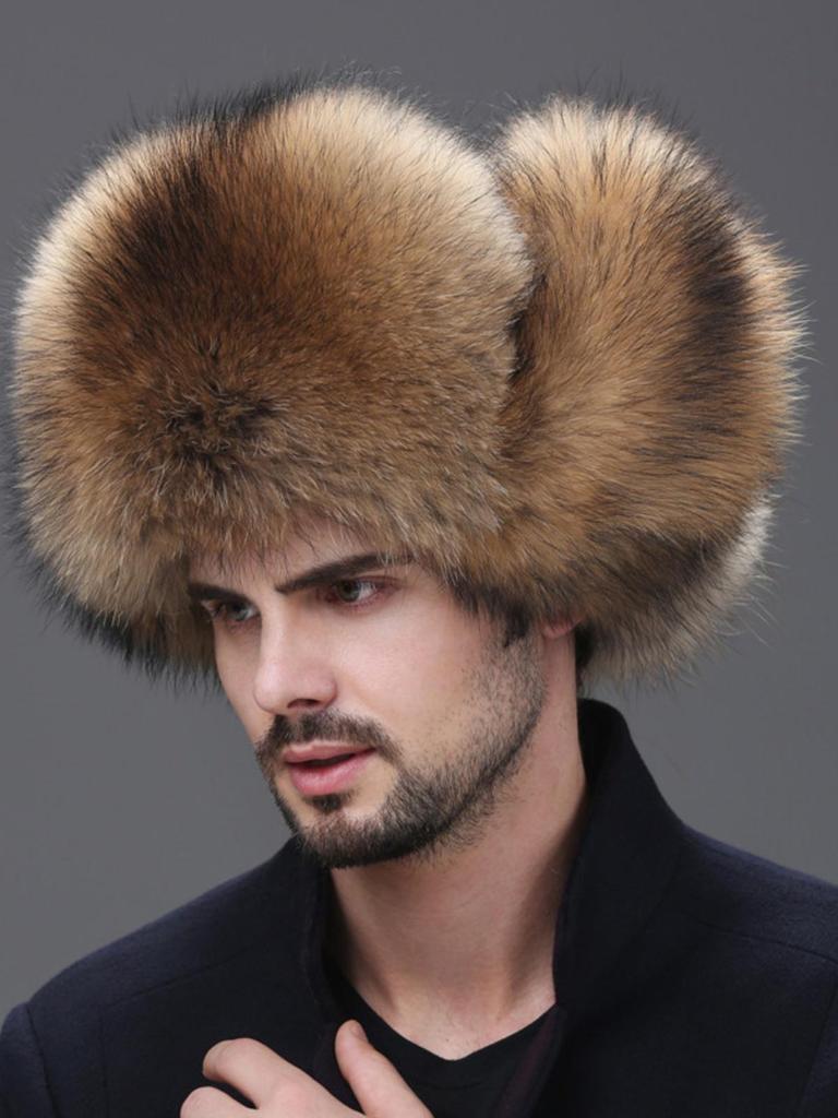 Fox Hair Lei Feng Hat Men's Raccoon Hair Northeast Winter Middle-aged and Elderly Warm Fur Leather Cotton Hat Men's Winter