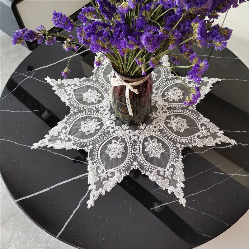 Lace Embroidered Tablecloth Tea Table Lamp Cover Round Table Tablecloth Luxurious Cover