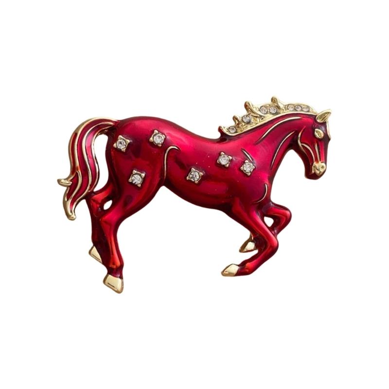 Elegant Running Horse Brooch Animal Inspired Design High Quality Alloy Metal Fashion Badge Accessory For All Genders вино красного