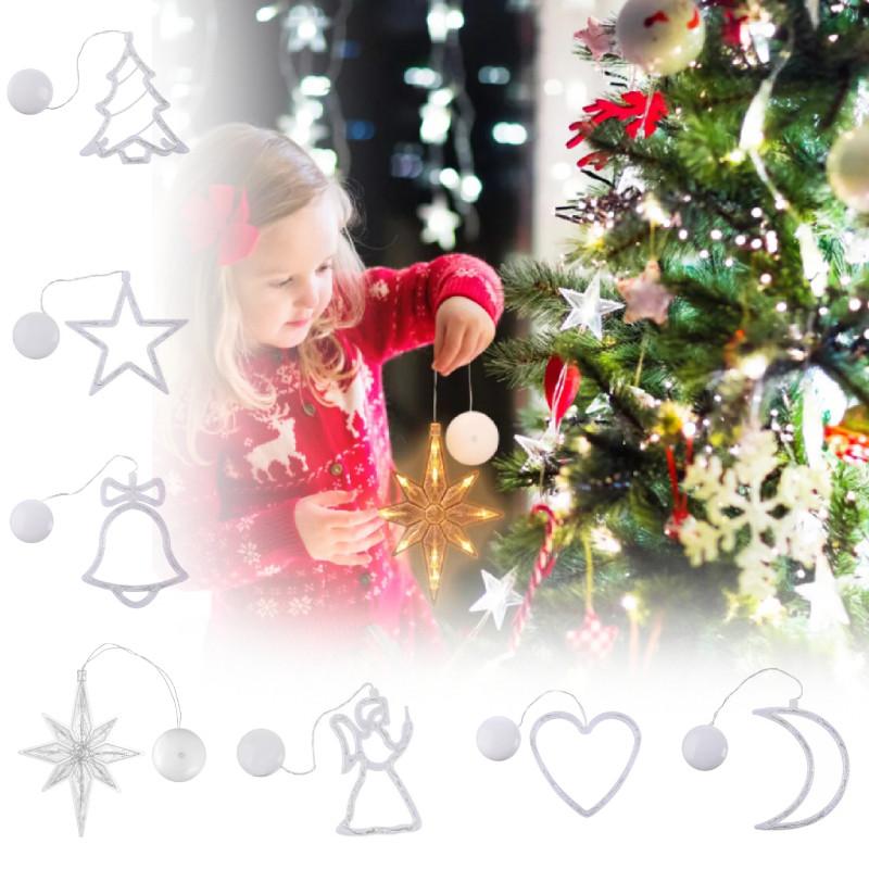 Weihnachtsbeleuchtung am Fenster mit Saugnapf-Hängesternen (batteriebetrieben)