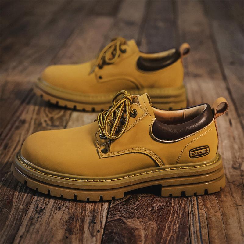 3189 short boots new spring British retro Martin boots outdoor thick-soled heightening low-top men s boots 38-Size is too large 7816₽