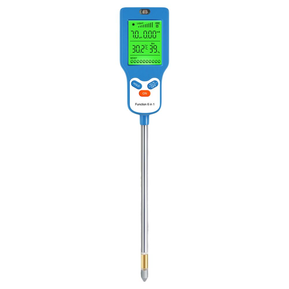6-in-1 Digital Garden Soli Analyzer Fertility/Temp/Moisture/Sunlight/Humidity/PH Meter for Gardening Farming and Outdoor Plants