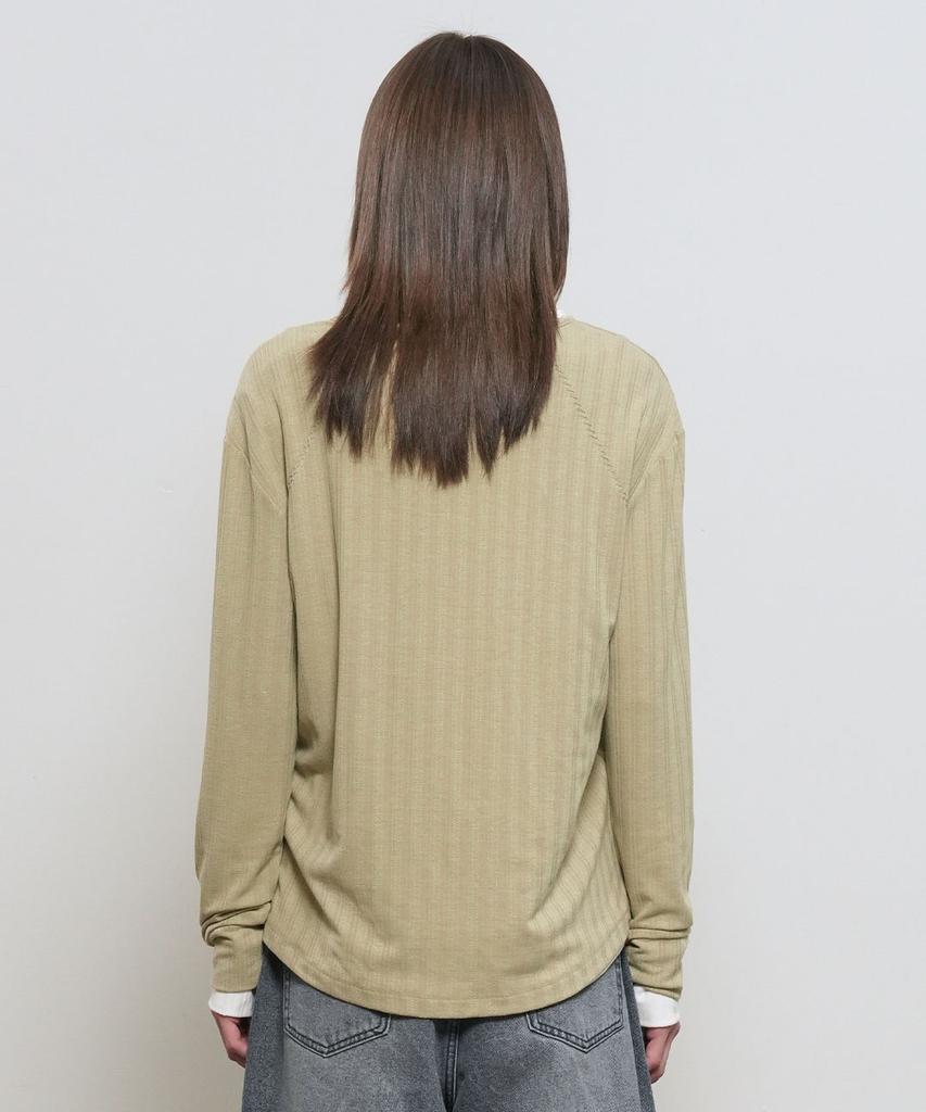 GENERALIDEA Loose Fit Henley Neck T-Shirt [Khaki] / Gf1Lts516