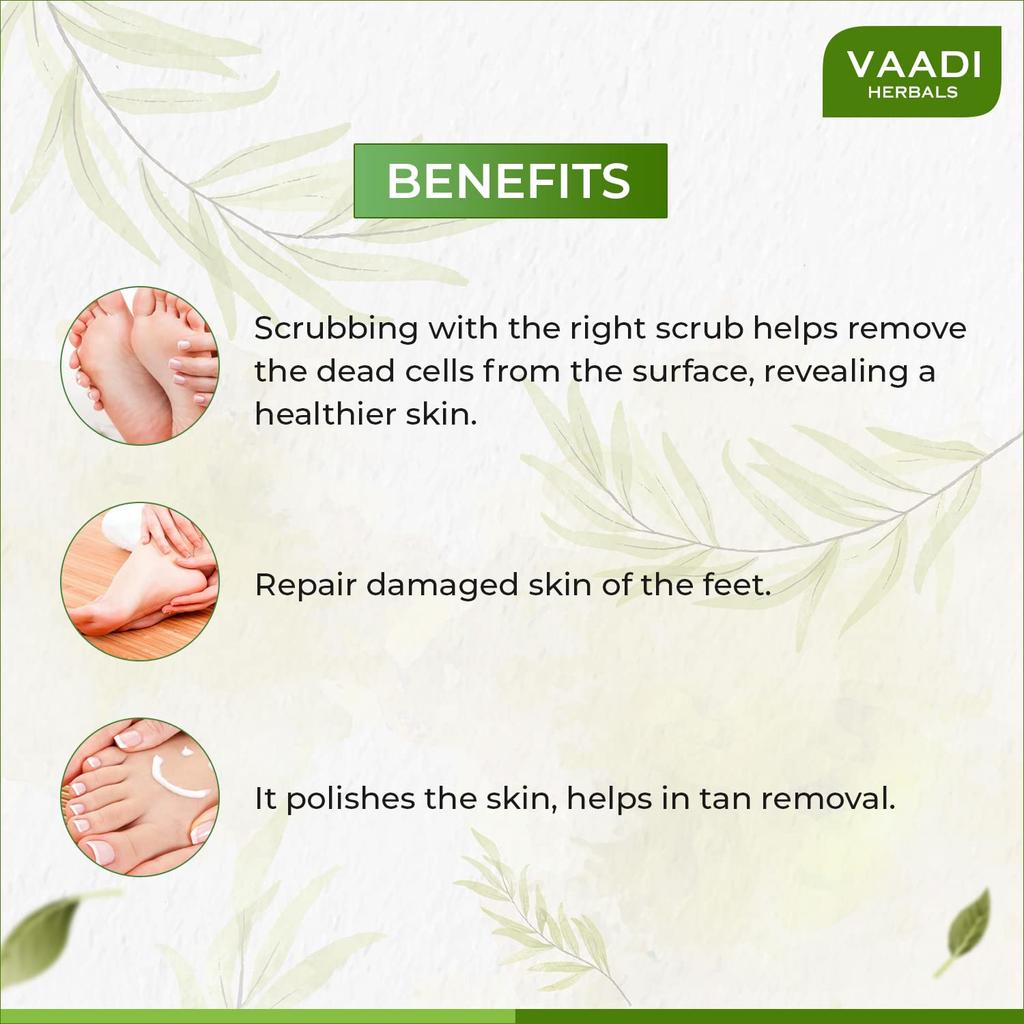 Vaadi Herbals Foot Scrub 110g Pack Of 1 – Exfoliating Walnut, Fenugreek & Lemongrass Oil for Soft Feet