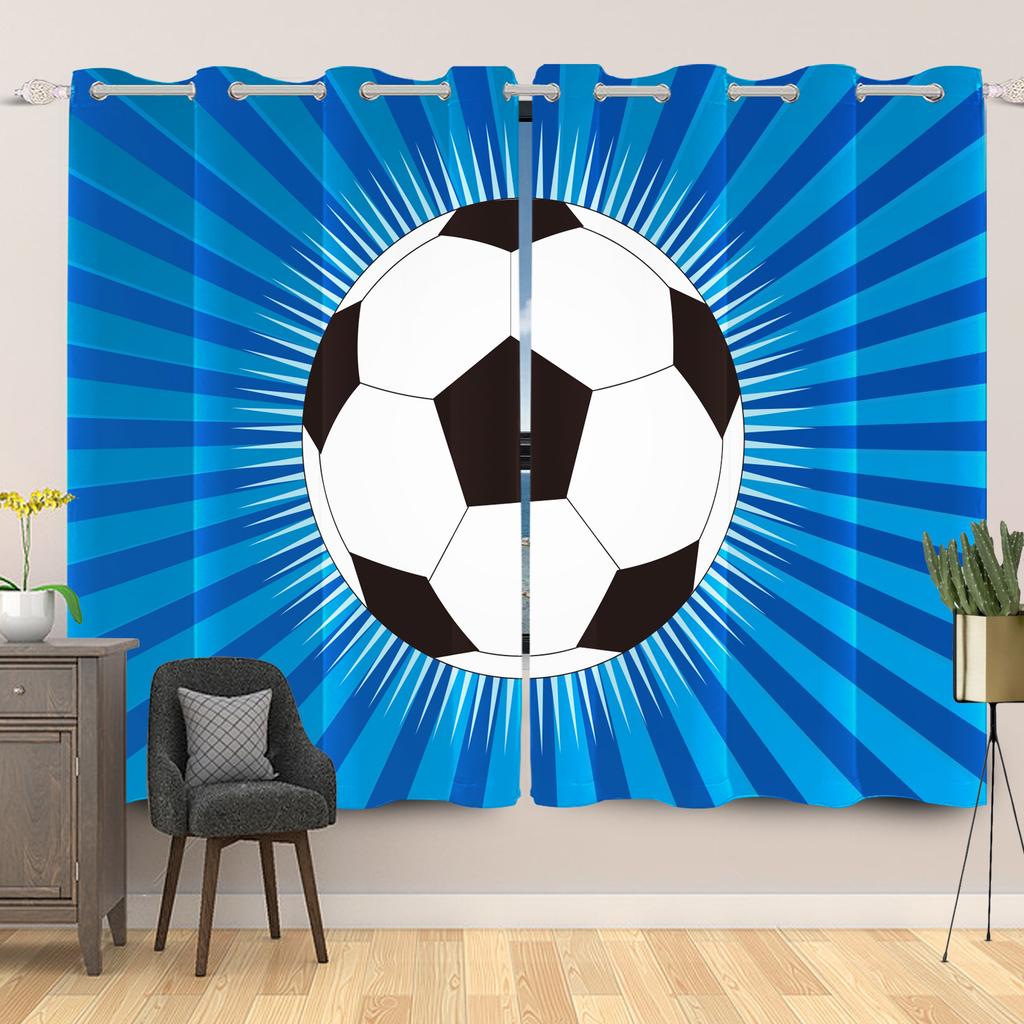 Light Blocking Sports Themed Curtains Multiple Designs Fan Bedroom Living Room Decor Top Window Drapes Curtain Polyester With Grommet Washable Ready