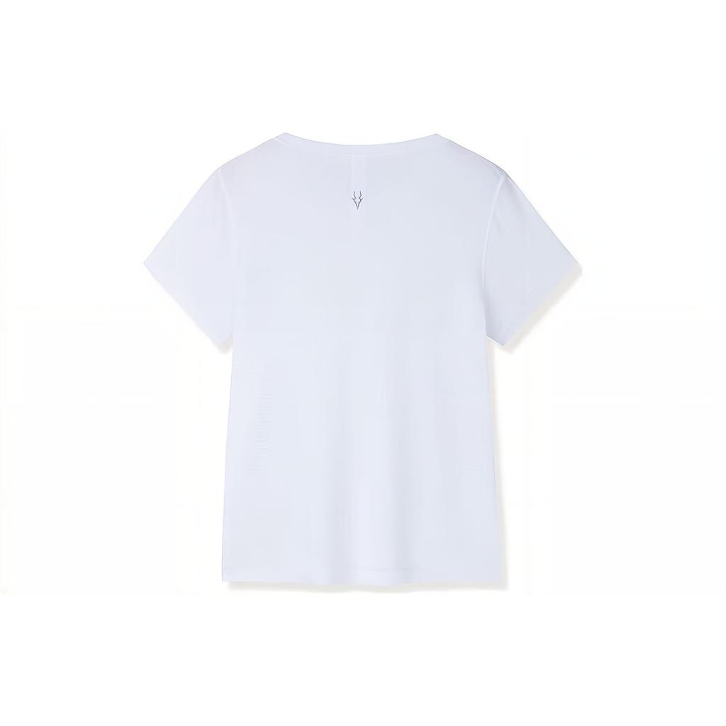 Anta Running Series Solid Color Round Neck Pullover Short Sleeve T-Shirt Women Tops Snow-White 162325104-3