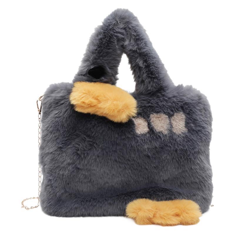 Japanese Cute Contrasting Duck Handbag 2025 New Plush Fashion Shoulder Bag Personalized Fluffy Messenger Bag Women