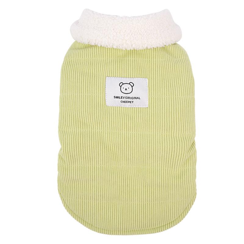

Собачья осенне-зимняя утолщенная плюшевая хлопковая одежда Щенок Собака Тедди Шнауцер Универсальная контрастная лацкан Домашняя одежда 2XL зелёный