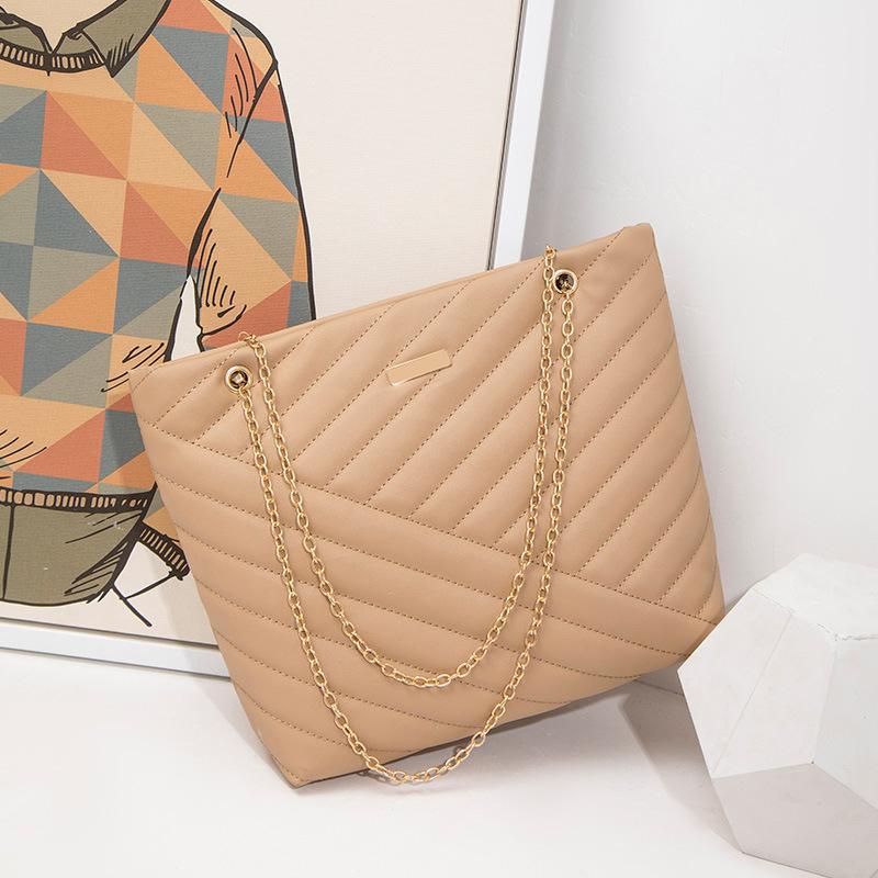 

2025 Urban Simple Women s Bag Tote Large Bag Fashion Versatile Embroidered Chain Shoulder Handbag абрикосовий