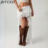 BITCED Women's Summer Sensual Lace Skirt Denim-inspired Asymmetrical Design Women's Skirt