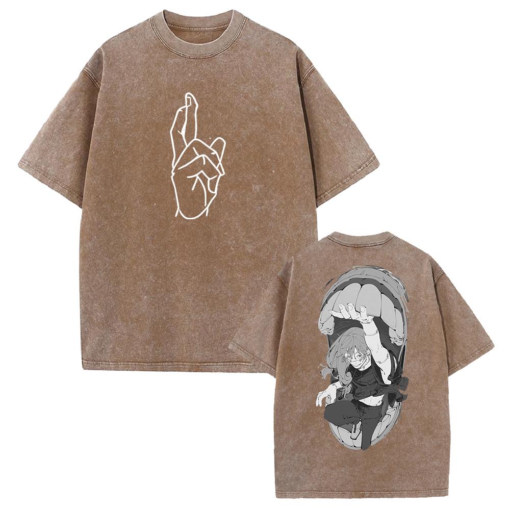 Hot Anime Jujutsu Kaisen Mahito Print T-shirt Men Women Tshirts Short Sleeve Cotton Clothing Retro Washed T Shirt Harajuku Tops