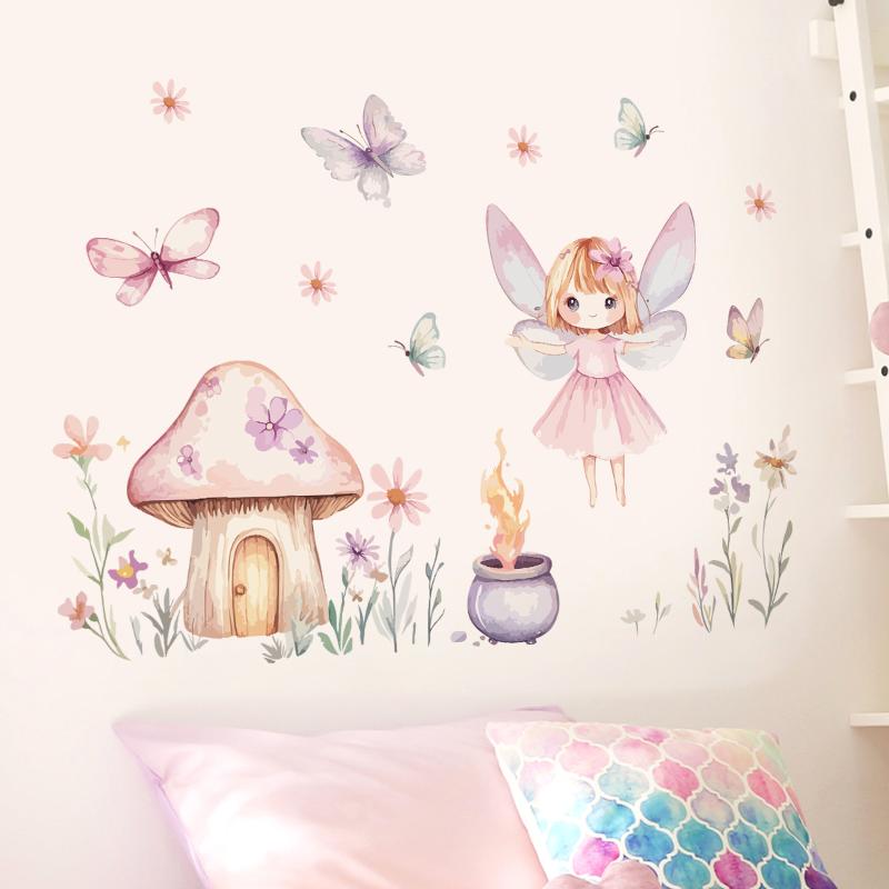 Cute Fairy Reading Wall Sticker For Baby Girls Nursary Room Kids Room Background Children'S Room Wall Decals