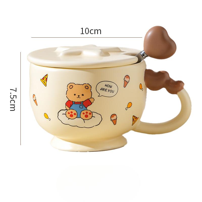 

Керамическая чашка для воды с крышкой и ложкой и чашка для послеобеденного чая с высоким внешним видом кружка мультяшная керамическая чашка милая чашка 350ml