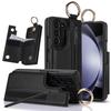 Fold7 Ring Leder Handyhülle für Samsung Galaxy Z Fold 7 6 5 4 3 Stifthalter Doppelschnalle Klapp-Kartenhalter Geldbörse Harte Abdeckung