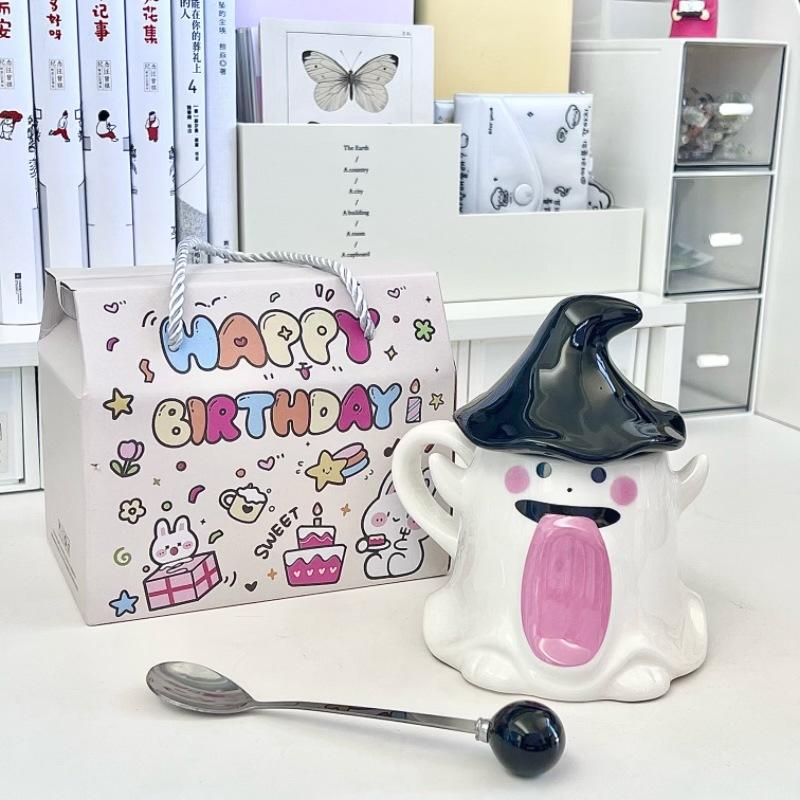 Birthday gift cute funny ghost mug boys and girls bizarre ceramic water cup souvenir gift box