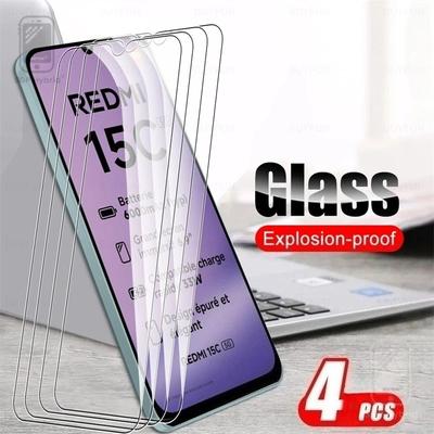4 Stück 9H transparentes kratzfestes gehärtetes Glas Displayschutzfolie für redmi15c redmi 15c 15 c c15 5g 4g 2508crn2bc 6.9 "HD-Handyfolie