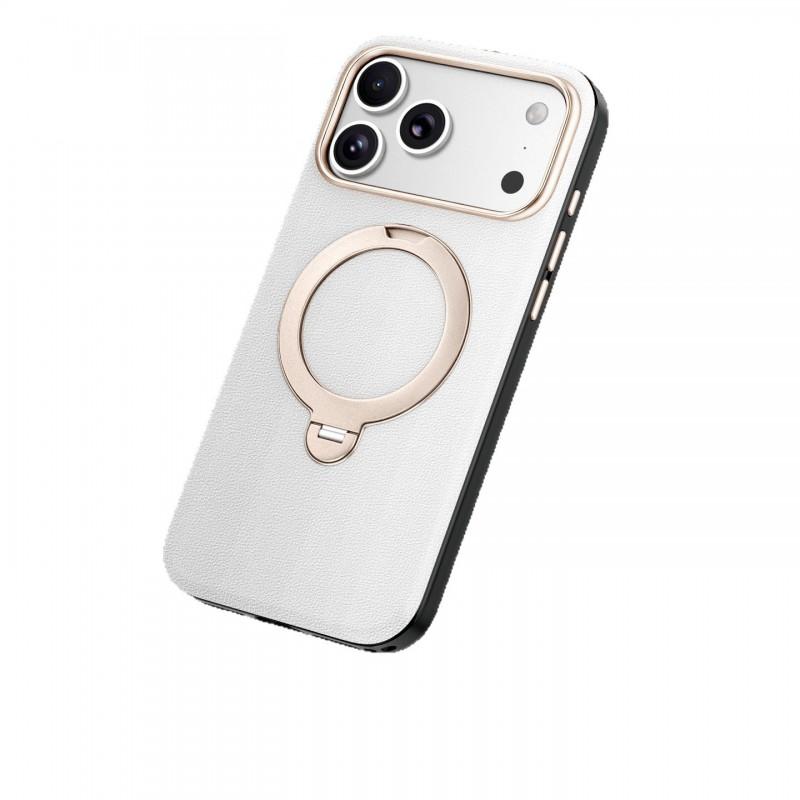 Premium Nano Leather Phone Case IPhone 17 Pro Max Magnetic Rotating Kickstand Scratch Resistant Anti-Fingerprint