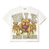 T-shirt Oversize Streetwear Retrò Americana con Stampa Scura e Effetto Usurato
